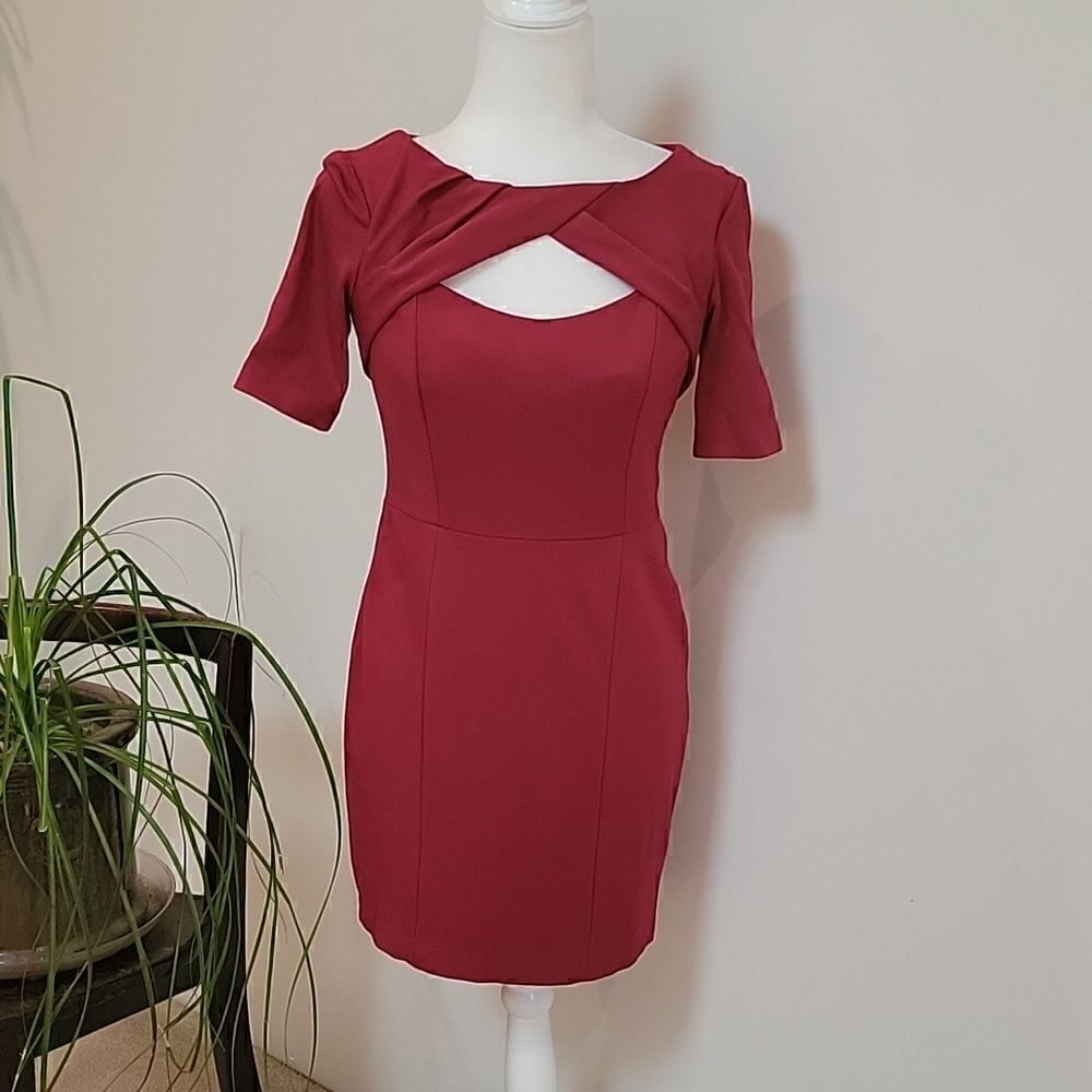 Cynthia Steffe wine twist neck dress